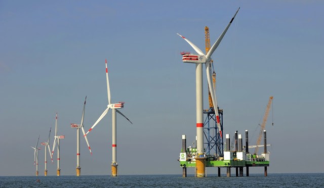 Offshore Wind Farm Nordsee Ost: All wind power units erected at sea