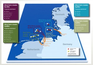 Deutsche Windparks mit HGÜ-Netzanbindung / German wind farms with HVDC grid connection