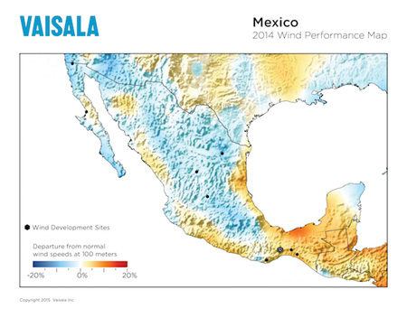 2014 Mexico Wind Energy Performance Map, released by Vaisala