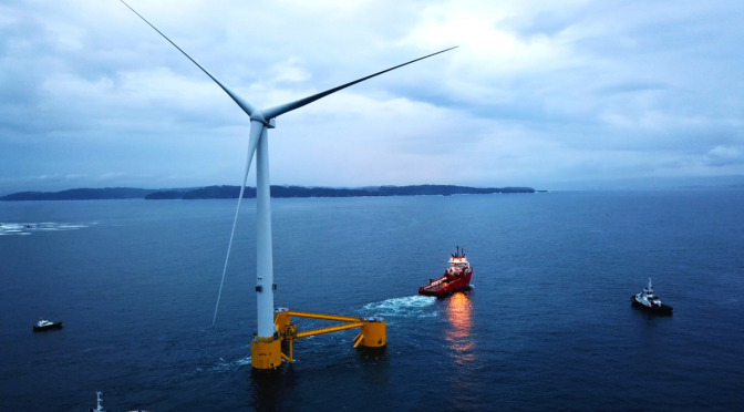 Floating wind energy: First wind Turbine of WindFloat Atlantic Moves Into Position