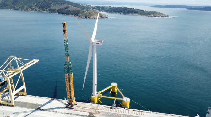 Final wind turbine sails to WindFloat Atlantic project site for installation