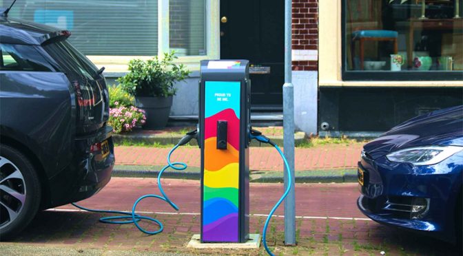 Amsterdam’s electric vehicle chargers receive rainbow makeover to help support LGBTQ youth